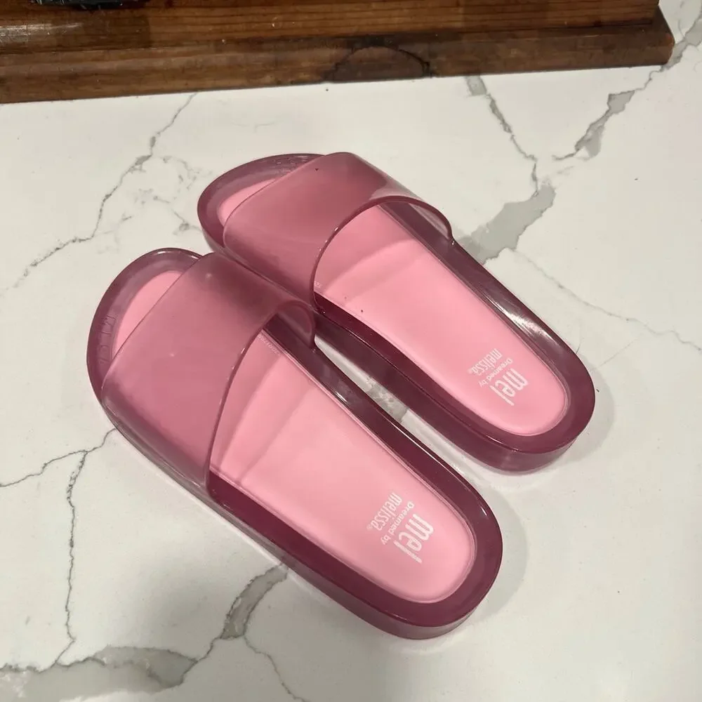 Mini Melissa flip flop pink shoes girls size 13